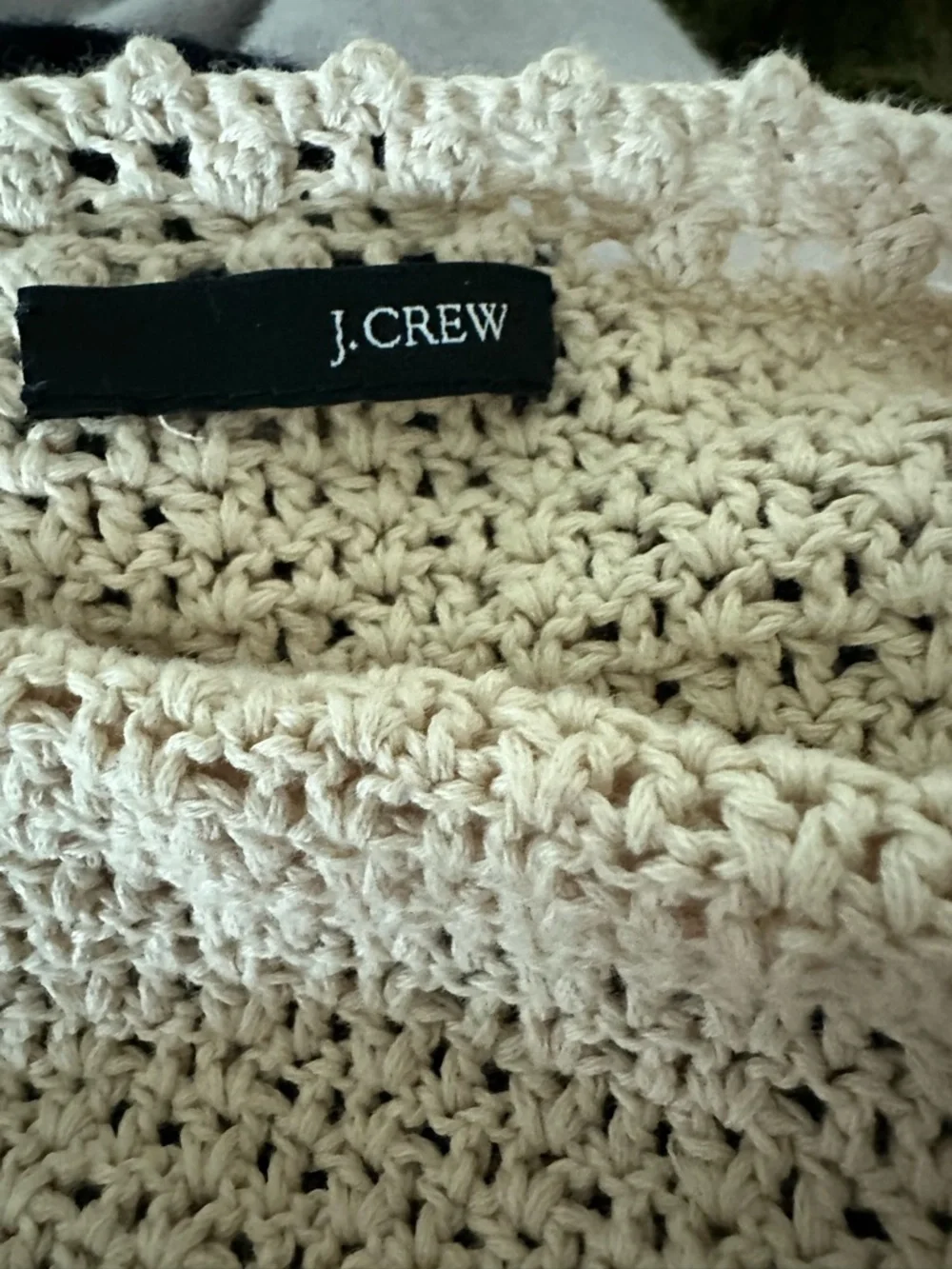 J.Crew Cream Crochet Floral Cutout V-Neck Sweater Top Boho Cottagecore S